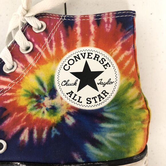 Converse Chuck Taylor All Star Shoes Womens 8.5 Tie Dye High Top Canvas Rainbow - Picture 8 of 12
